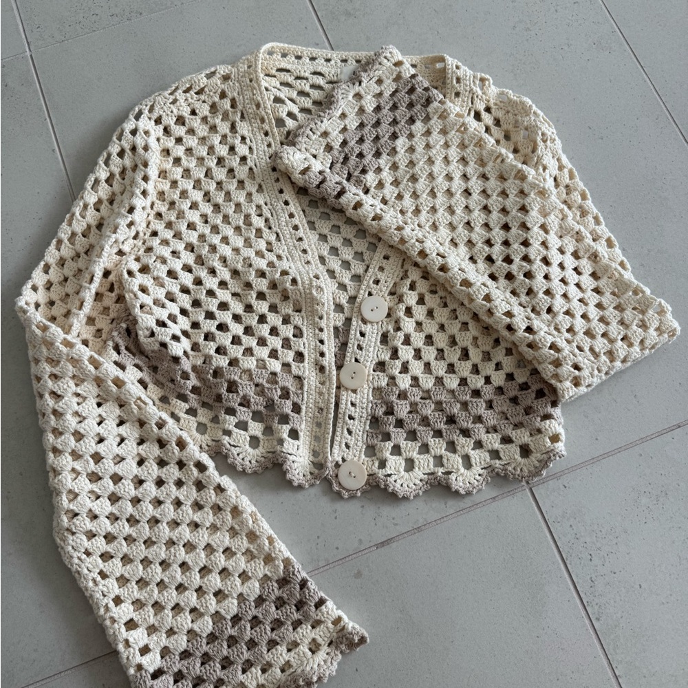 LPA Crochet Button-Up Top in Cream